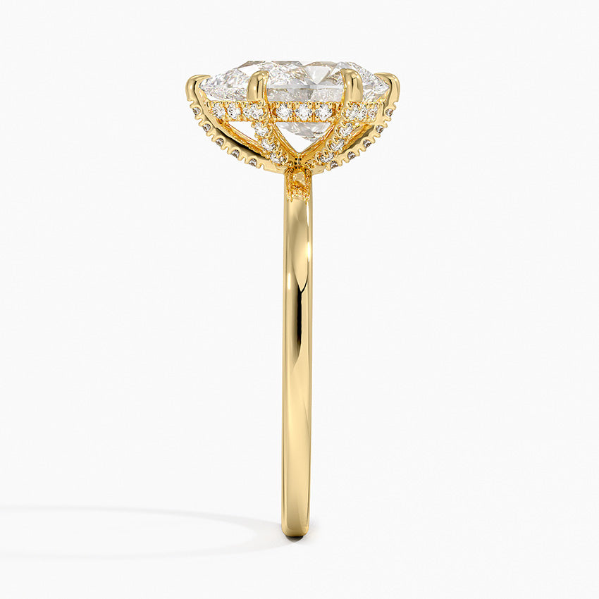 2.15 Karat Damla Kesim Hidden Halo Tasarım Tektaş Laboratuvar Pırlanta Yüzük - Gilora - Bold Diamonds