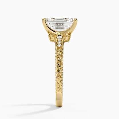 2.15 Emerald Kesim Hidden Halo Tasarım Tektaş Laboratuvar Pırlanta Yüzük - Silora