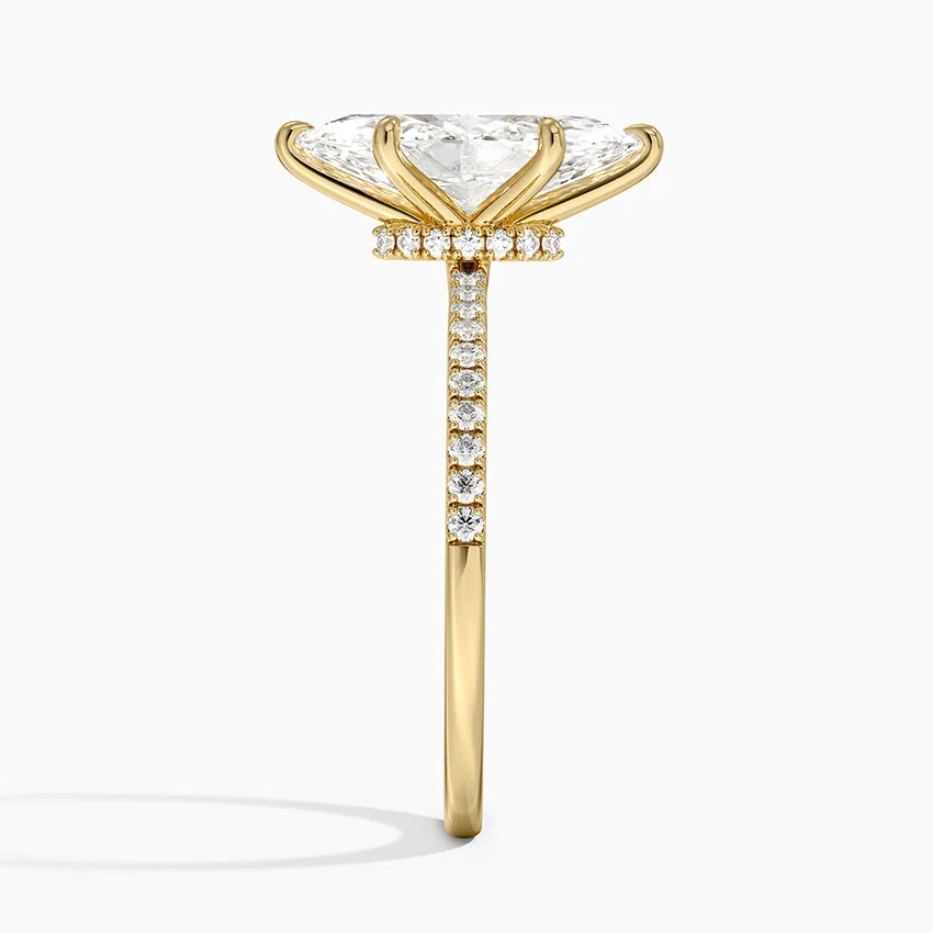 2.25 Karat Marquise Kesim Hidden Halo Tasarım Tektaş Laboratuvar Pırlanta Yüzük - Filora - Bold Diamonds