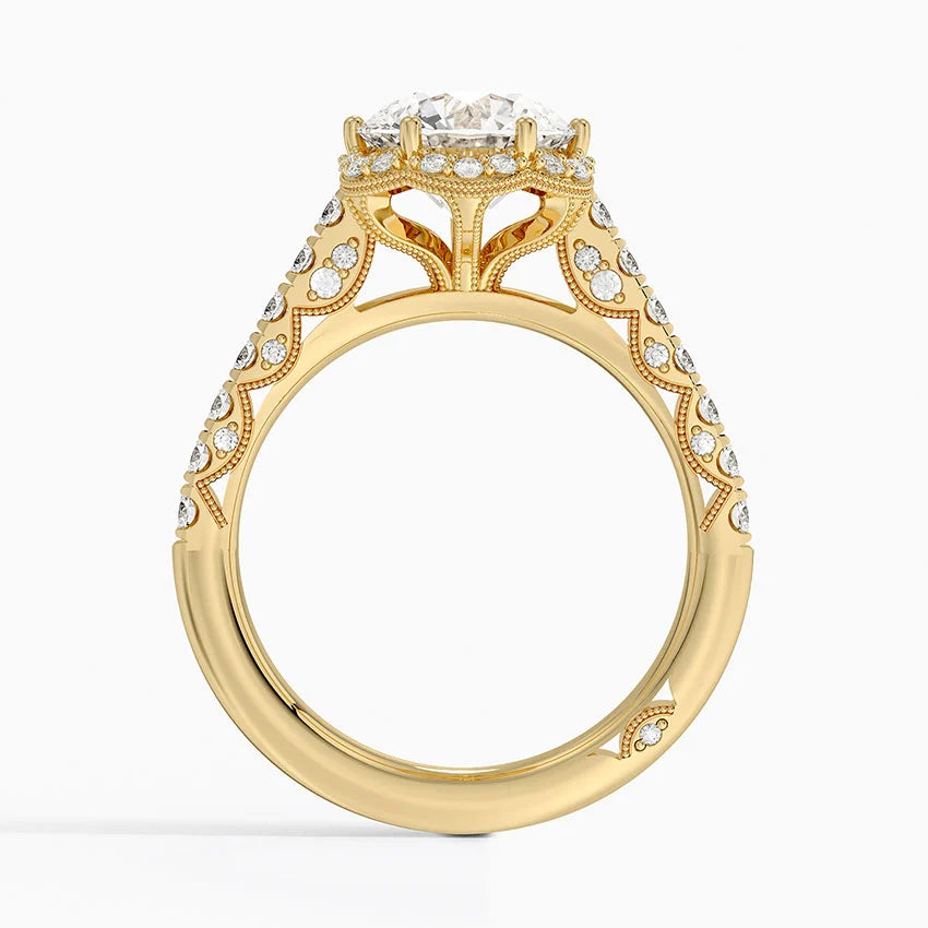 2.50 Hidden Halo Tasarım Tektaş Laboratuvar Pırlanta Yüzük 18K - Gilara