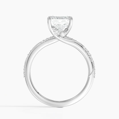 2.25 Karat Emerald Kesim Hidden Halo Tasarım Tektaş Laboratuvar Pırlanta Yüzük 18K  - Melora