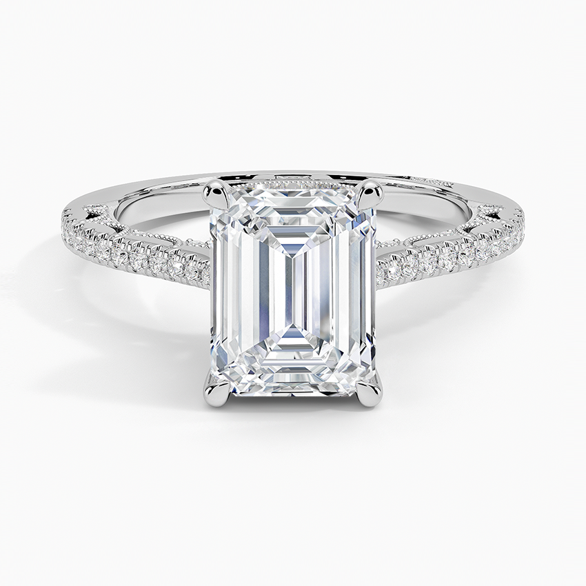 2.50 Emerald Kesim Halo Tasarım Tektaş Laboratuvar Pırlanta Yüzük - Nilara