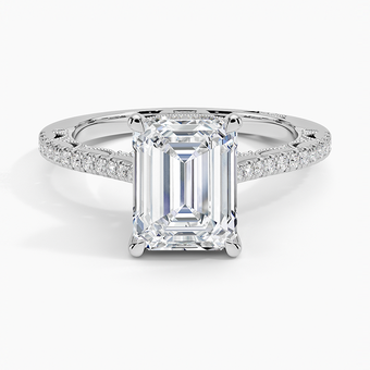 2.50 Karat Emerald Kesim Halo Tasarım Tektaş Laboratuvar Pırlanta Yüzük - Dijon