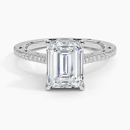 2.50 Emerald Kesim Halo Tasarım Tektaş Laboratuvar Pırlanta Yüzük - Nilara