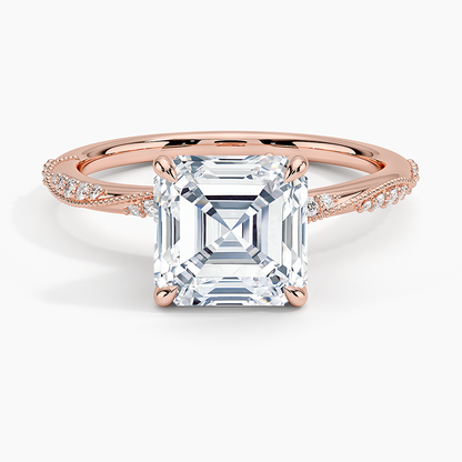 2.25 Karat Asscher Kesim Hidden Halo Tasarım Tektaş Laboratuvar Pırlanta Yüzük 18K  - Melora