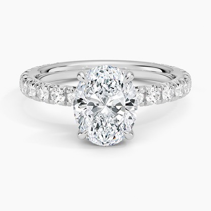 2.75 Karat Oval Kesim Hidden Halo Tasarım Tektaş Laboratuvar Pırlanta Yüzük 18K  - Selora