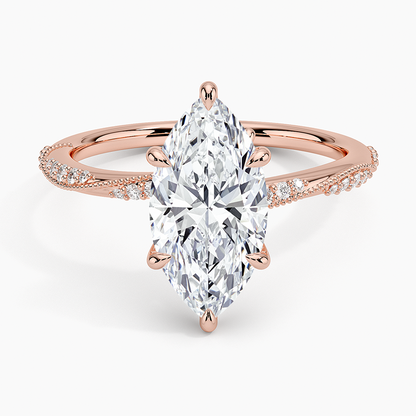 2.25 Karat Marquise Kesim Hidden Halo Tasarım Tektaş Laboratuvar Pırlanta Yüzük 18K  - Melora