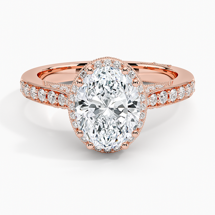 2.50 Oval Kesim Halo Tasarım Tektaş Laboratuvar Pırlanta Yüzük 18K - Tilara