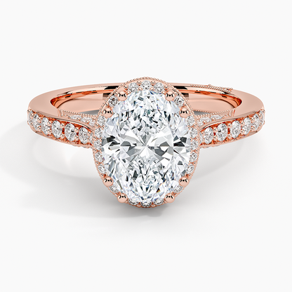 2.50 Oval Kesim Halo Tasarım Tektaş Laboratuvar Pırlanta Yüzük 18K - Tilara