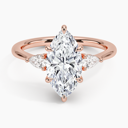 2.50 Marquise Kesim Hidden Halo Tasarım Tektaş Laboratuvar Pırlanta Yüzük 18K - Milora