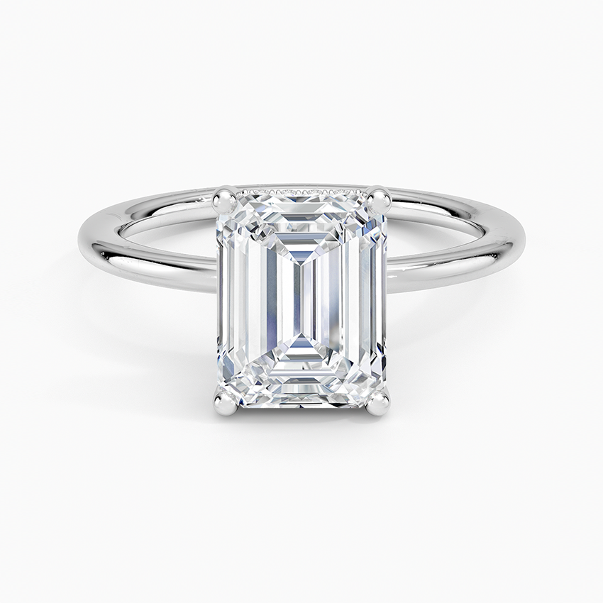 2.10 Karat Emerald Kesim Hidden Halo Tasarım Tektaş Laboratuvar Pırlanta Yüzük - Lucerne