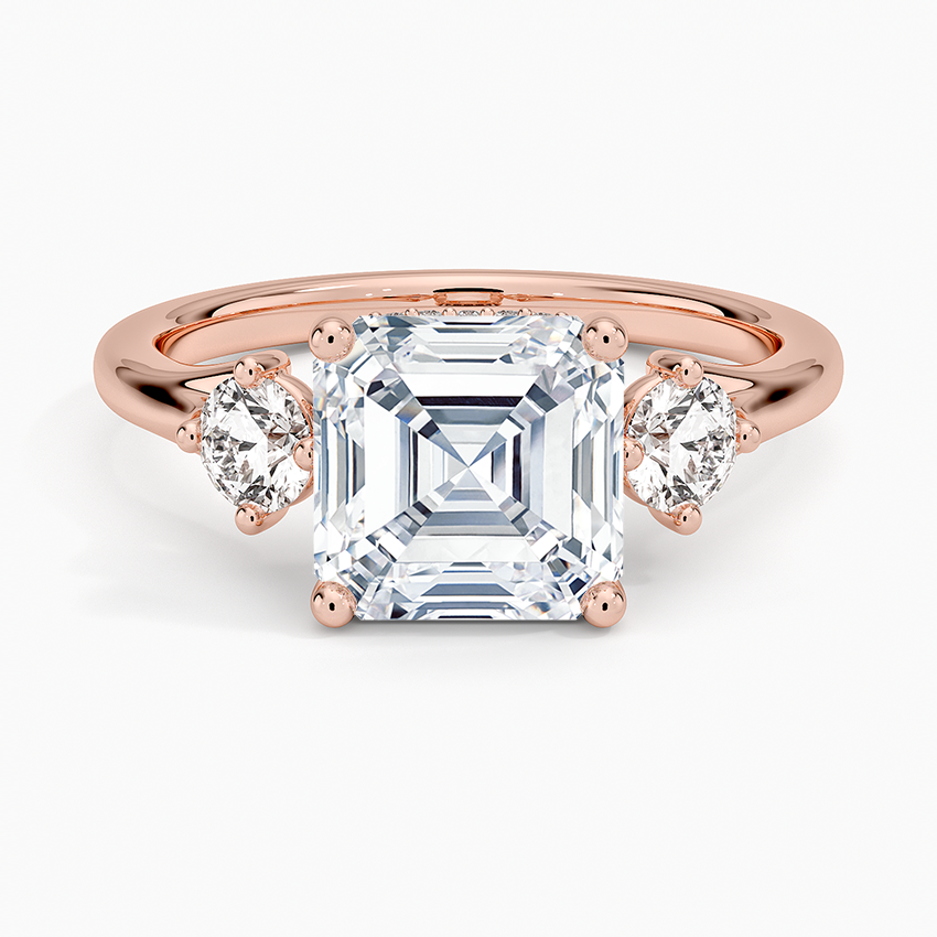 2.50 Asscher Kesim Hidden Halo Tasarım Tektaş Laboratuvar Pırlanta Yüzük 18K - Milora