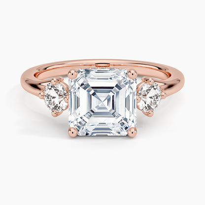 2.50 Asscher Kesim Hidden Halo Tasarım Tektaş Laboratuvar Pırlanta Yüzük 18K - Milora