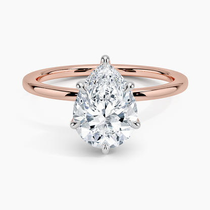 2.10 Karat Damla Kesim Hidden Halo Tasarım Tektaş Laboratuvar Pırlanta Yüzük 18K  - Elora - Bold Diamonds