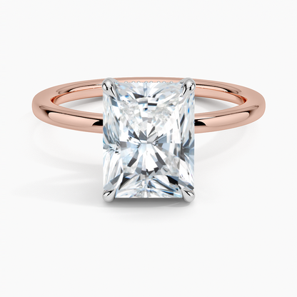 2.10 Karat Radiant Kesim Hidden Halo Tasarım Tektaş Laboratuvar Pırlanta Yüzük 18K  - Elora - Bold Diamonds