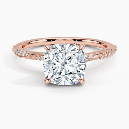2.25 Karat Cushion Kesim Hidden Halo Tasarım Tektaş Laboratuvar Pırlanta Yüzük 18K  - Melora