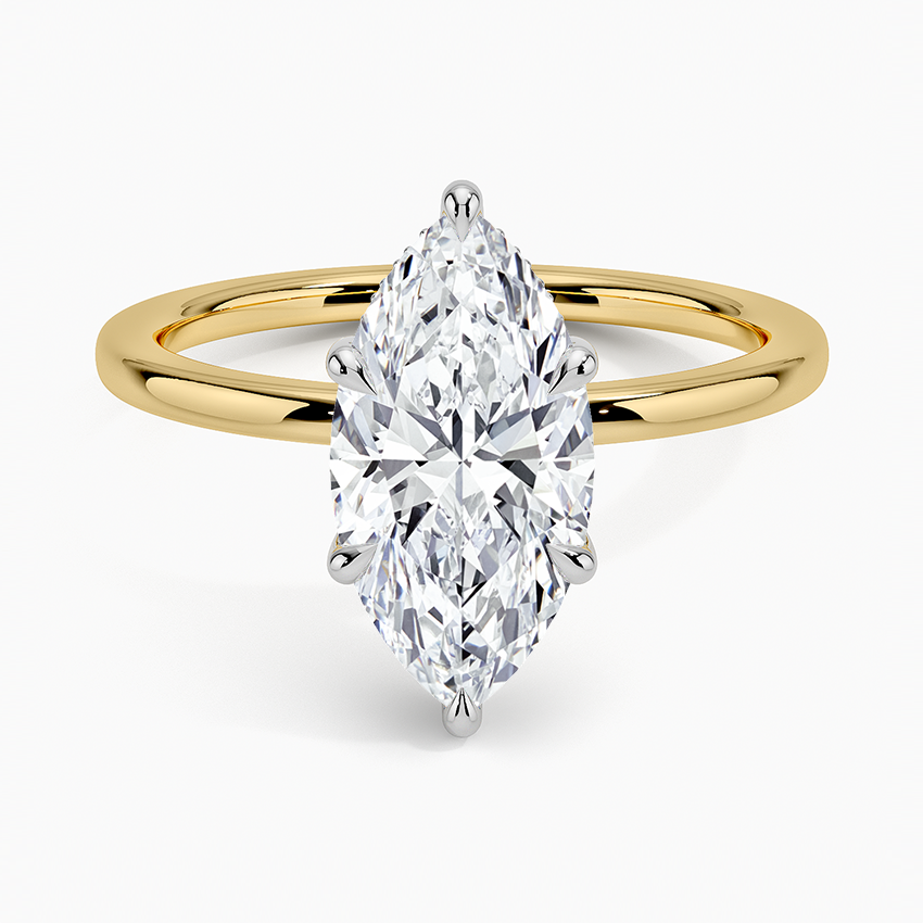 2.10 Karat Marquise Kesim Hidden Halo Tasarım Tektaş Laboratuvar Pırlanta Yüzük 18K  - Elora