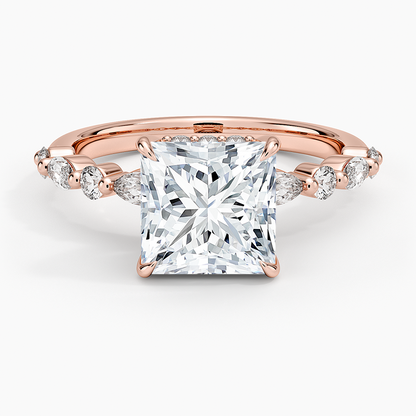 1.60 Carat Princess Halo Design Solitaire Lab Diamond Ring 18K - Florina 