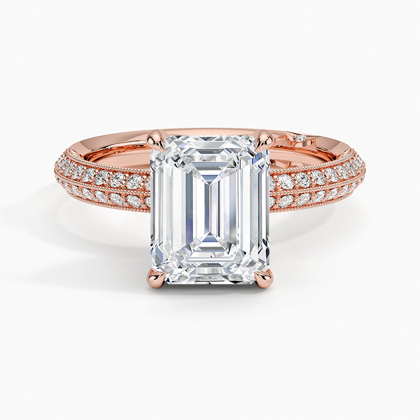 2.50 Karat Emerald Kesim Hidden Halo Tasarım Tektaş Laboratuvar Pırlanta Yüzük - Geneva