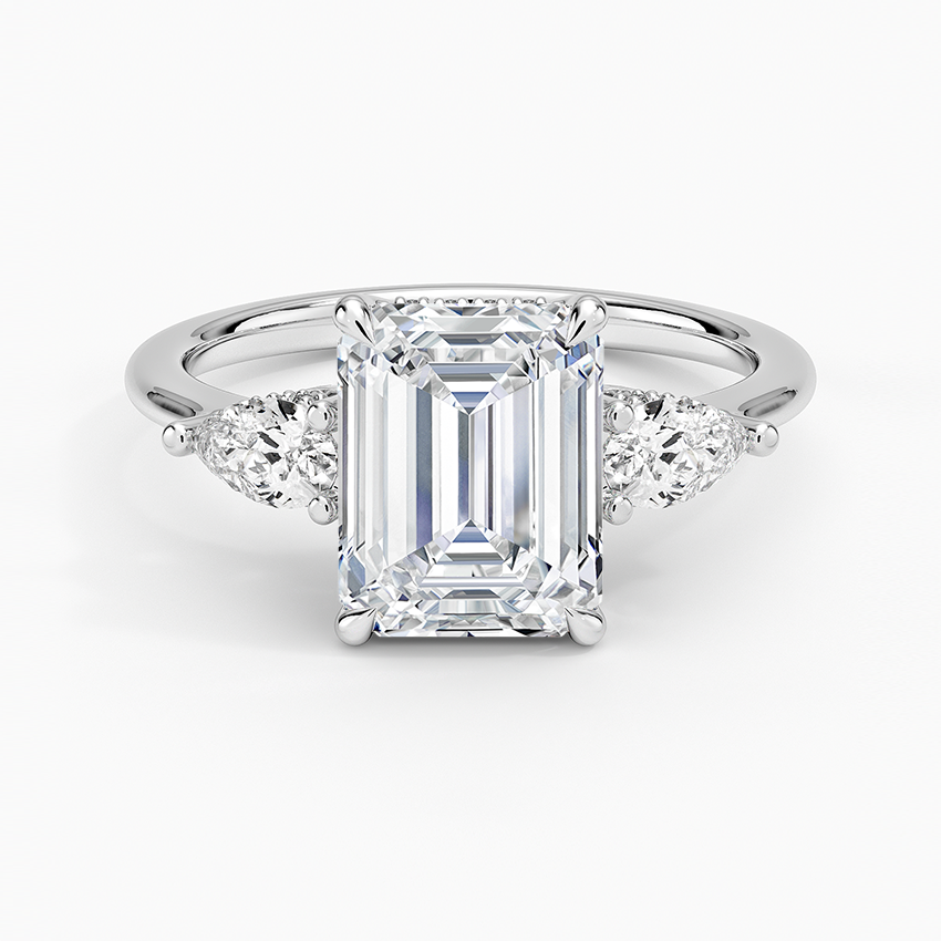 2.50 Emerald Kesim Hidden Halo Tasarım Tektaş Laboratuvar Pırlanta Yüzük - Nilora