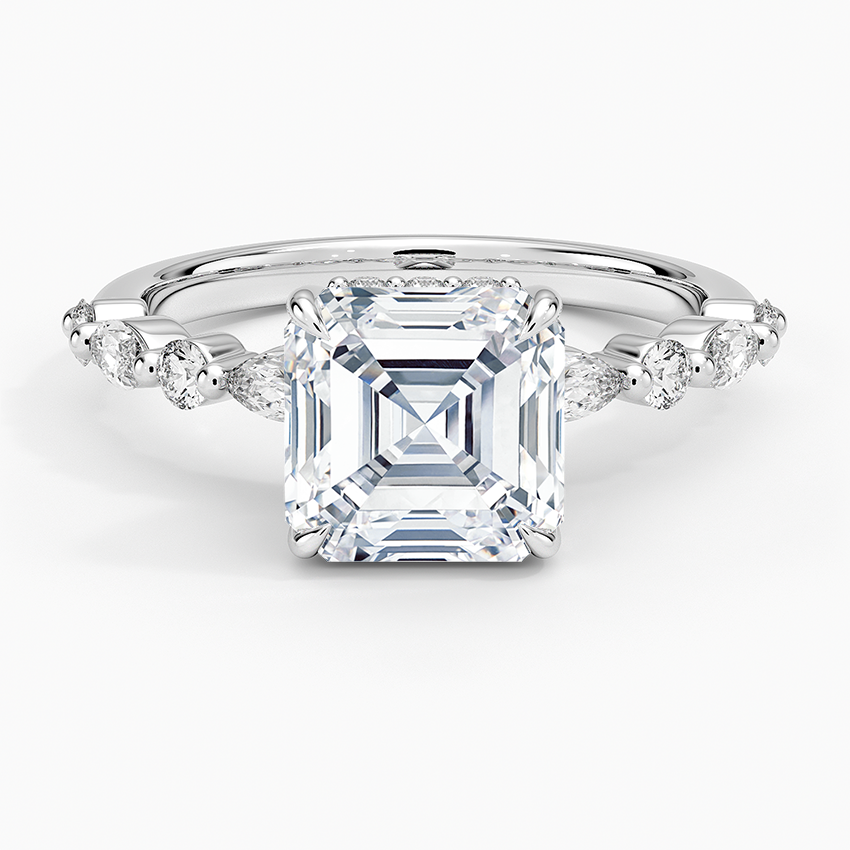 2.50 Karat Asscher Kesim Hidden Halo Tasarım Tektaş Laboratuvar Pırlanta Yüzük - Tokyo - Bold Diamonds
