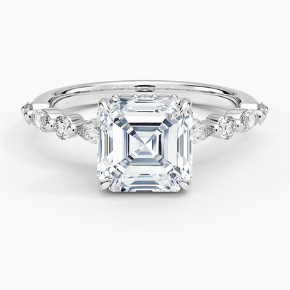 1.60 Carat Princess Halo Design Solitaire Lab Diamond Ring 18K - Florina 