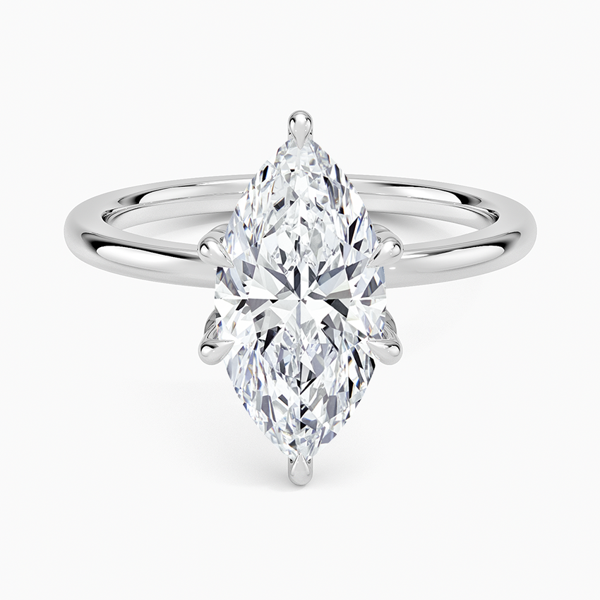 Altı Tırnak 2.15 Karat Marquise Kesim Hidden Halo Tasarım Tektaş Laboratuvar Pırlanta Yüzük - Delora - Bold Diamonds