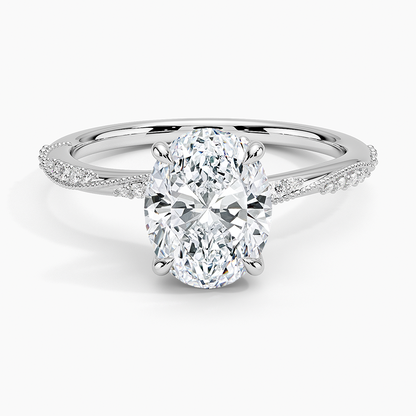 2.25 Karat Oval Kesim Hidden Halo Tasarım Tektaş Laboratuvar Pırlanta Yüzük 18K  - Melora