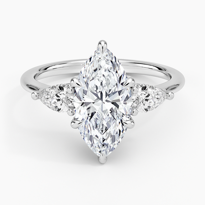 2.50 Marquise Kesim Hidden Halo Tasarım Tektaş Laboratuvar Pırlanta Yüzük - Nilora