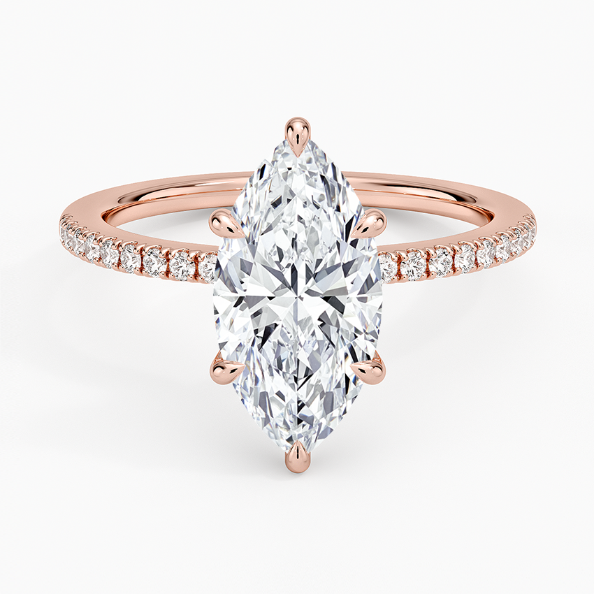 2.25 Karat Marquise Kesim Hidden Halo Tasarım Tektaş Laboratuvar Pırlanta Yüzük - Filora - Bold Diamonds