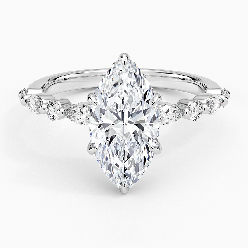 2.50 Karat Marqiuse Kesim Hidden Halo Tasarım Tektaş Laboratuvar Pırlanta Yüzük - Tokyo - Bold Diamonds