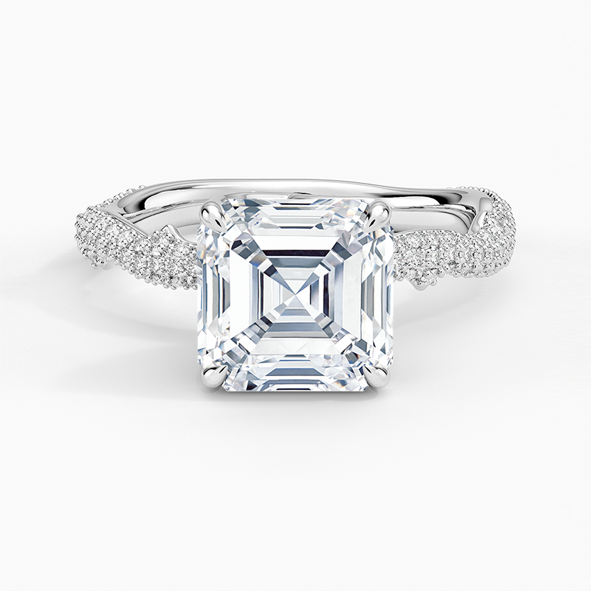 2.75 Karat Asscher Kesim Hidden Halo Tasarım Tektaş Laboratuvar Pırlanta Yüzük - Sorrento