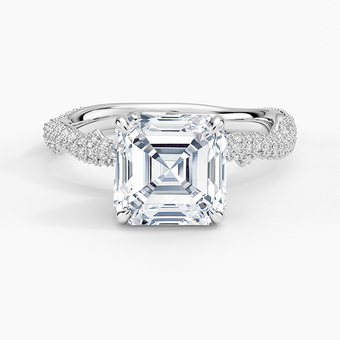 2.75 Karat Asscher Kesim Hidden Halo Tasarım Tektaş Laboratuvar Pırlanta Yüzük - Sorrento
