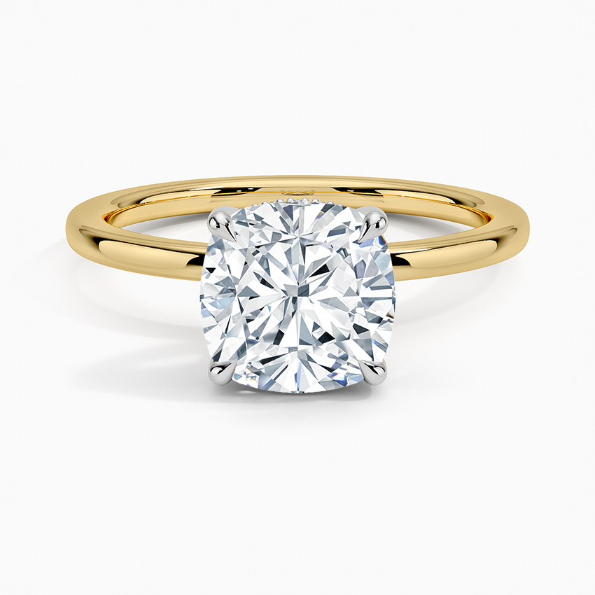 2.10 Karat Cushion Kesim Hidden Halo Tasarım Tektaş Laboratuvar Pırlanta Yüzük 18K  - Elora - Bold Diamonds