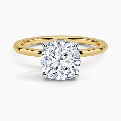 2.10 Karat Cushion Kesim Hidden Halo Tasarım Tektaş Laboratuvar Pırlanta Yüzük 18K  - Elora - Bold Diamonds