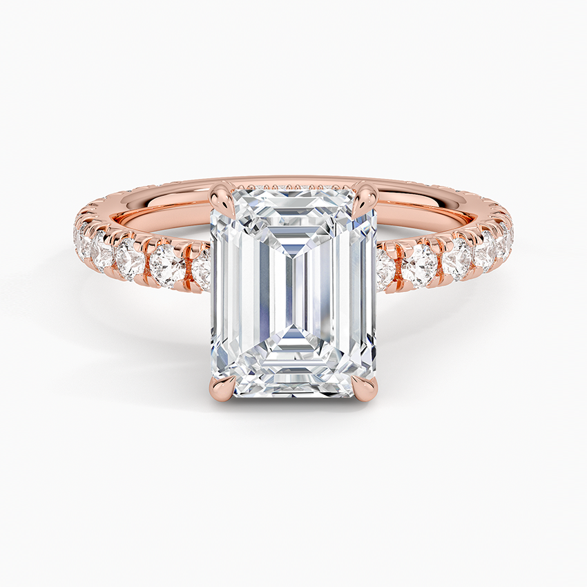2.75 Karat Emerald Kesim Hidden Halo Tasarım Tektaş Laboratuvar Pırlanta Yüzük 18K  - Selora
