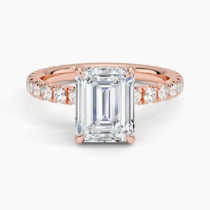 2.75 Karat Emerald Kesim Hidden Halo Tasarım Tektaş Laboratuvar Pırlanta Yüzük 18K  - Selora