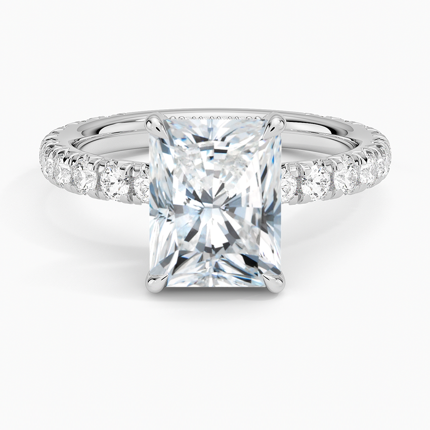 2.75 Karat Radiant Kesim Hidden Halo Tasarım Tektaş Laboratuvar Pırlanta Yüzük 18K  - Selora