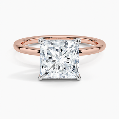 2.10 Karat Prenses Kesim Hidden Halo Tasarım Tektaş Laboratuvar Pırlanta Yüzük 18K  - Elora - Bold Diamonds