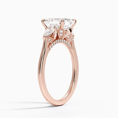 2.75 Karat Asscher Kesim Hidden Halo Tasarım Tektaş Laboratuvar Pırlanta Yüzük 18K - Calora