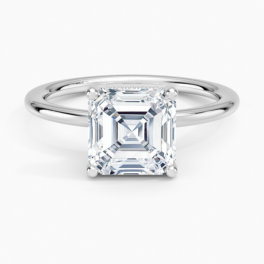 2.10 Asscher Kesim Hidden Halo Tasarım Tektaş Laboratuvar Pırlanta Yüzük - Melara