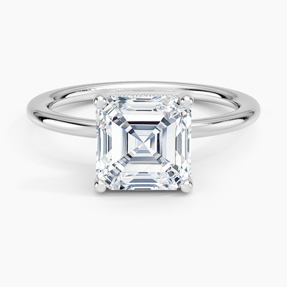 2.10 Asscher Kesim Hidden Halo Tasarım Tektaş Laboratuvar Pırlanta Yüzük - Melara