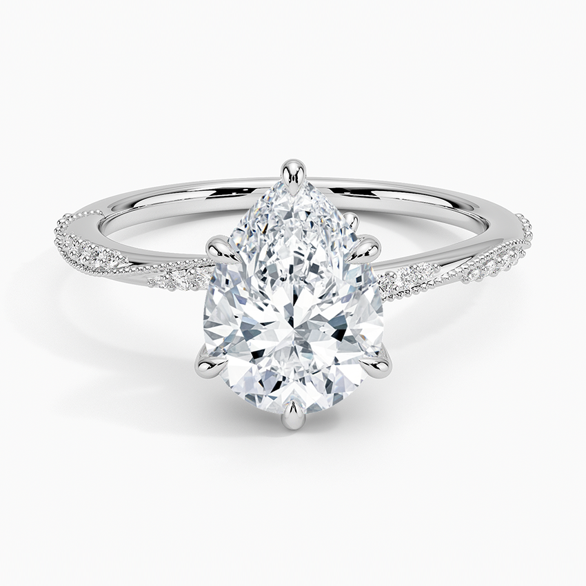 2.25 Karat Damla Kesim Hidden Halo Tasarım Tektaş Laboratuvar Pırlanta Yüzük 18K  - Melora - Bold Diamonds