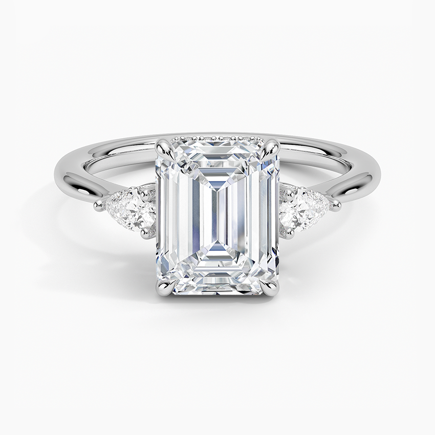 2.50 Karat Emerald Kesim Hidden Halo Tasarım Tektaş Laboratuvar Pırlanta Yüzük - Madrid