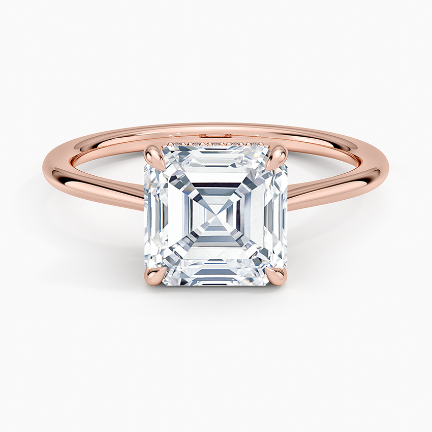 2.10 Karat Asscher Kesim Hidden Halo Tasarım Tektaş Laboratuvar Pırlanta Yüzük - Monaco