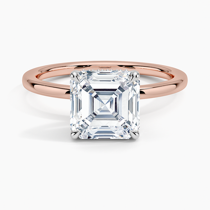 2.10 Karat Asscher Kesim Hidden Halo Tasarım Tektaş Laboratuvar Pırlanta Yüzük 18K  - Elora