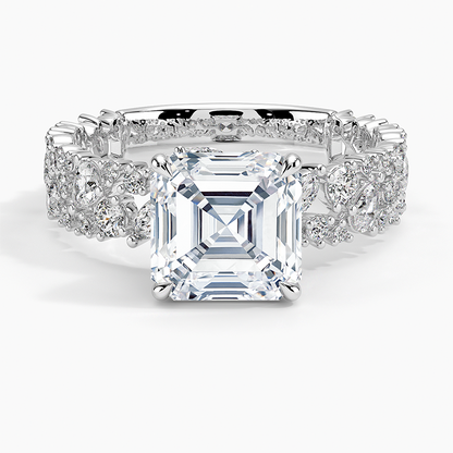 3.00 Asscher Kesim Özel Tasarım Tektaş Laboratuvar Pırlanta Yüzük  - Aylora