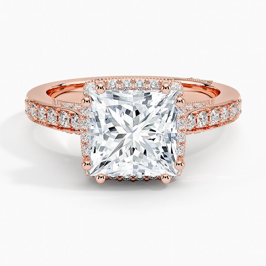 2.50 Prenses Kesim Halo Tasarım Tektaş Laboratuvar Pırlanta Yüzük 18K - Tilara