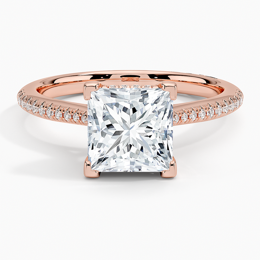 2.25 Karat Princess Hidden Halo Tasarım Tektaş Laboratuvar Pırlanta Yüzük - Dublin