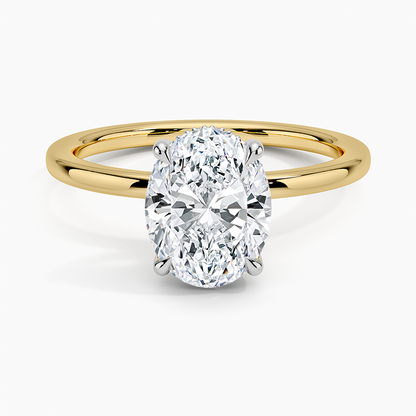 2.10 Karat Oval Kesim Hidden Halo Tasarım Tektaş Laboratuvar Pırlanta Yüzük 18K  - Elora - Bold Diamonds